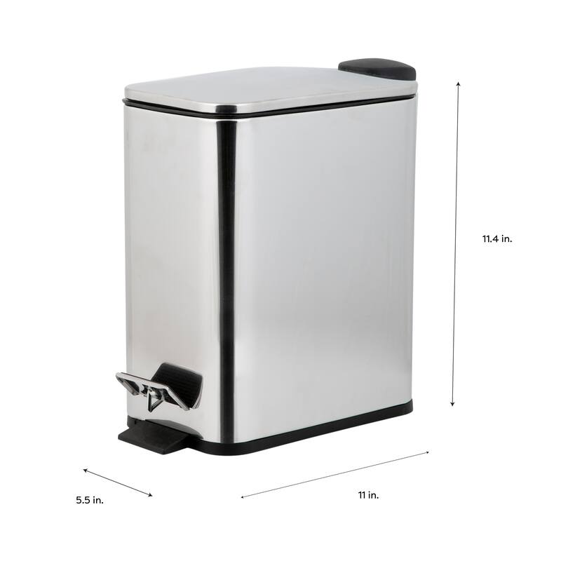 Simplify Slim Rectangular 5 Liter Pedal Trash Bin with Soft Close Lid