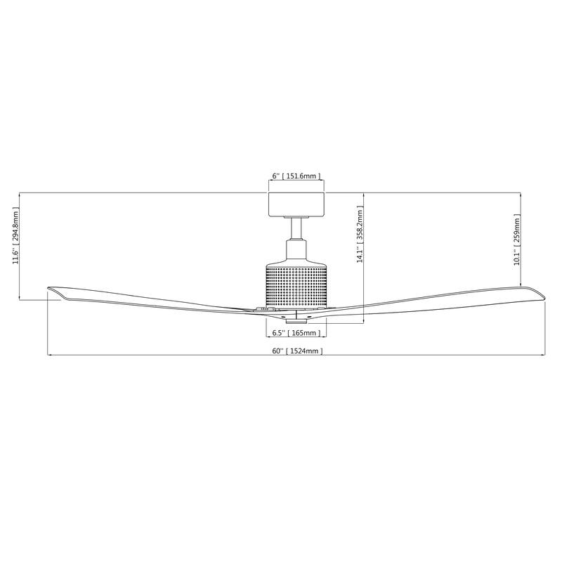 Forare Indoor or Outdoor 3-Blade 60in Smart Ceiling Fan - 60