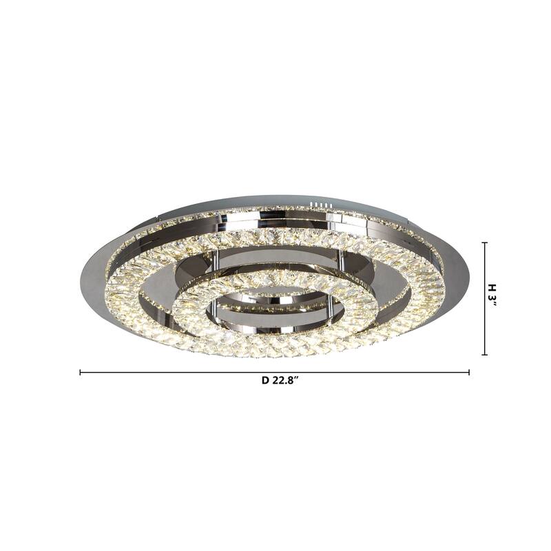 LED Chrome Flush Mount with Clear Crystal Accents