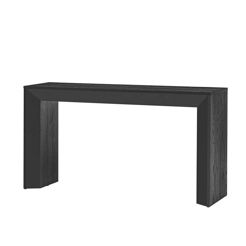 59" MDF Console Table with Fireplace Design and Wood Veneer for Living Room