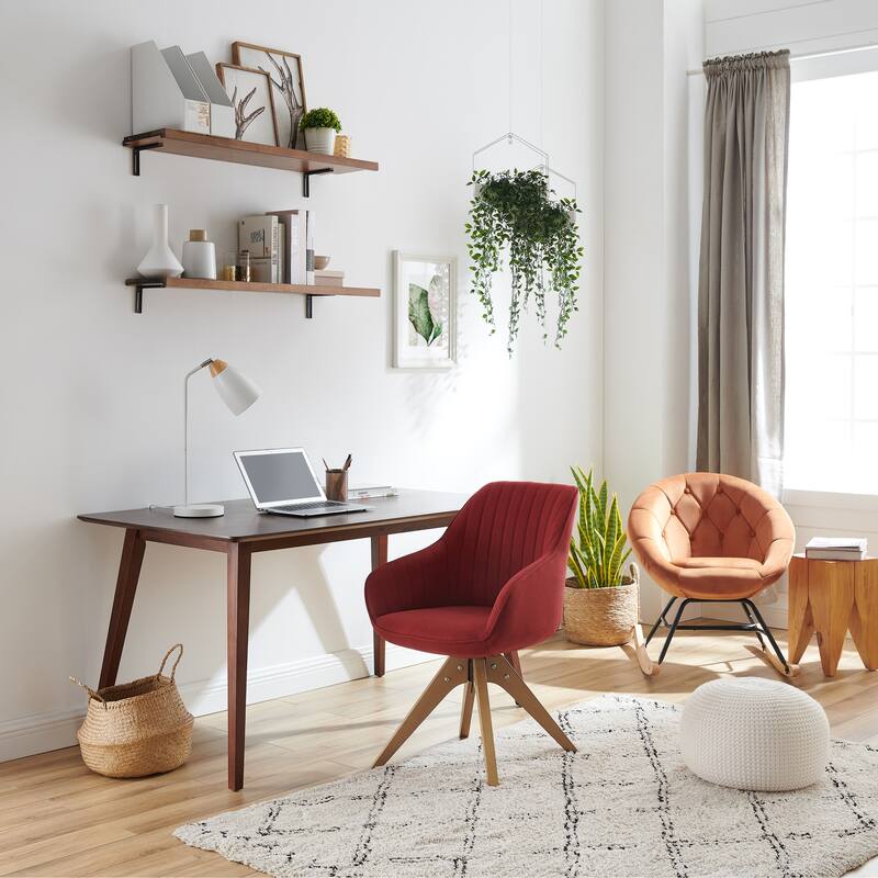 Art Leon Classical Swivel Office Accent Chair with Wood Legs