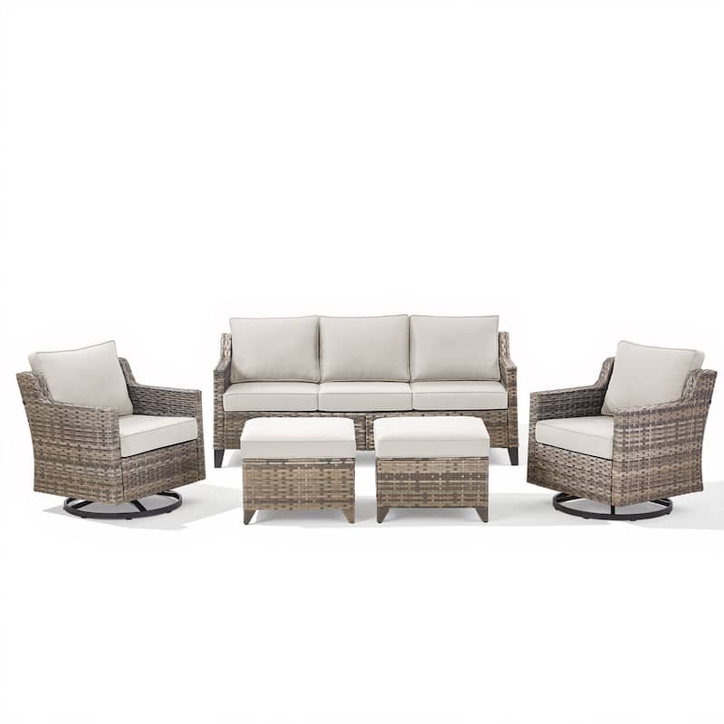 Pocassy Outdoor All-Weather Outdoor Sofa, Swivel Chair, Ottoman Sets