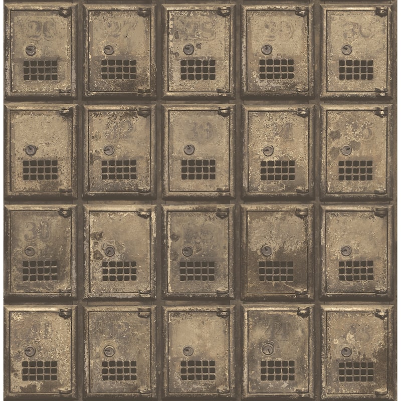 A-Street Prints Brass Vintage P.O. Boxes Wallpaper