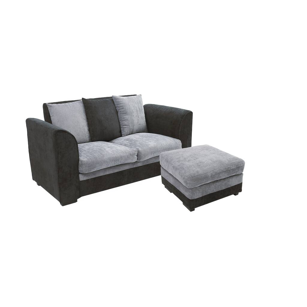 Living room set Loveseat and Ottoman Set - Grey/Black