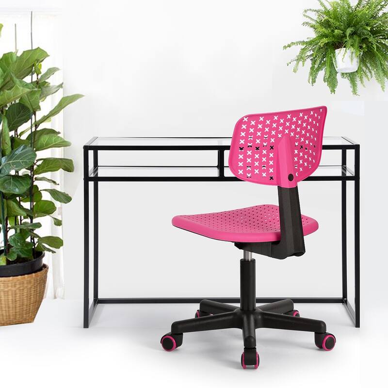 HomyLin Plastic Adjustable Rolling Kids Study Desk Chair Armless