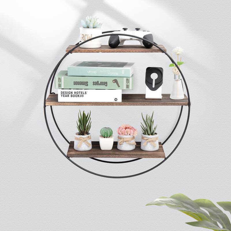 3 Tier Circle Round Decorative Wall-mounted Storage Display Shelves