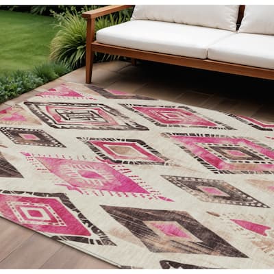 HomeRoots Aztec Transitional Rectangle Outdoor Rug