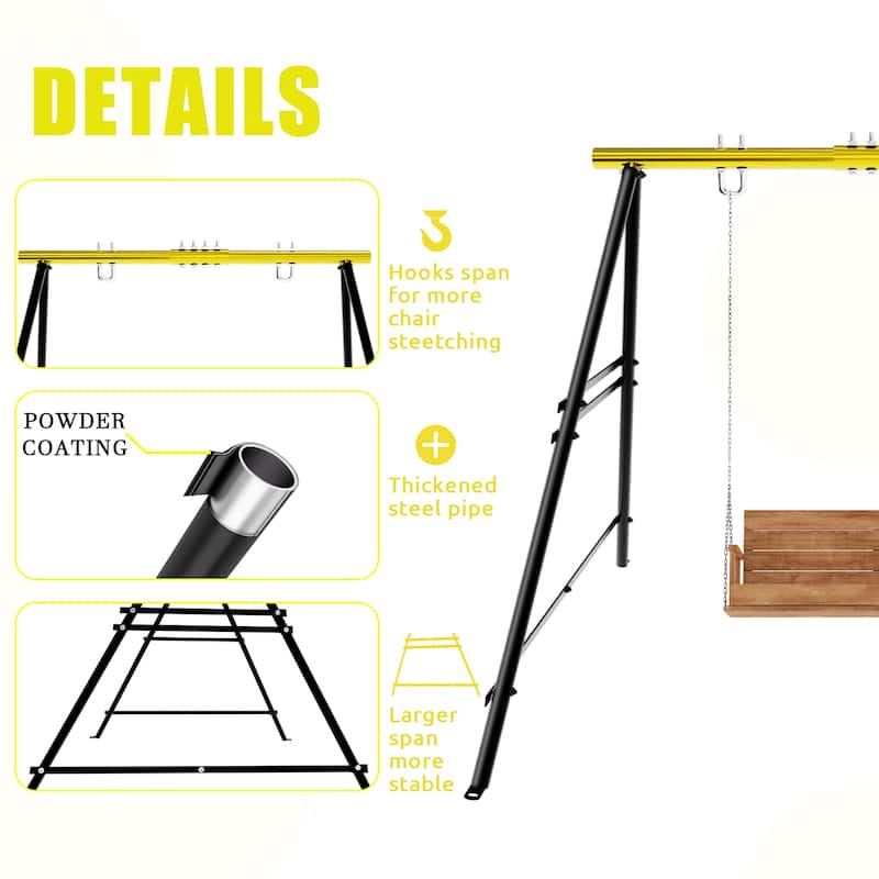 Adjustable A-Frame Swing Stand Powder Coated Steel Indoor and Outdoor Hammock Chair Stand Supports Up to 550 Pounds - N/A