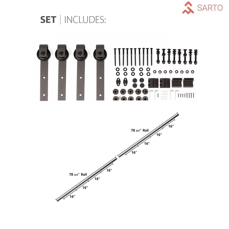 Sturdy Double Barn Door 36 x 80 inches | Planum 0010 Matte Grey | 13FT Rail Hangers Heavy Set