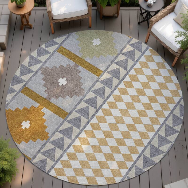 Machine Washable Indoor/ Outdoor Global Pima Chantille Rug - Gray - 8' x 8'