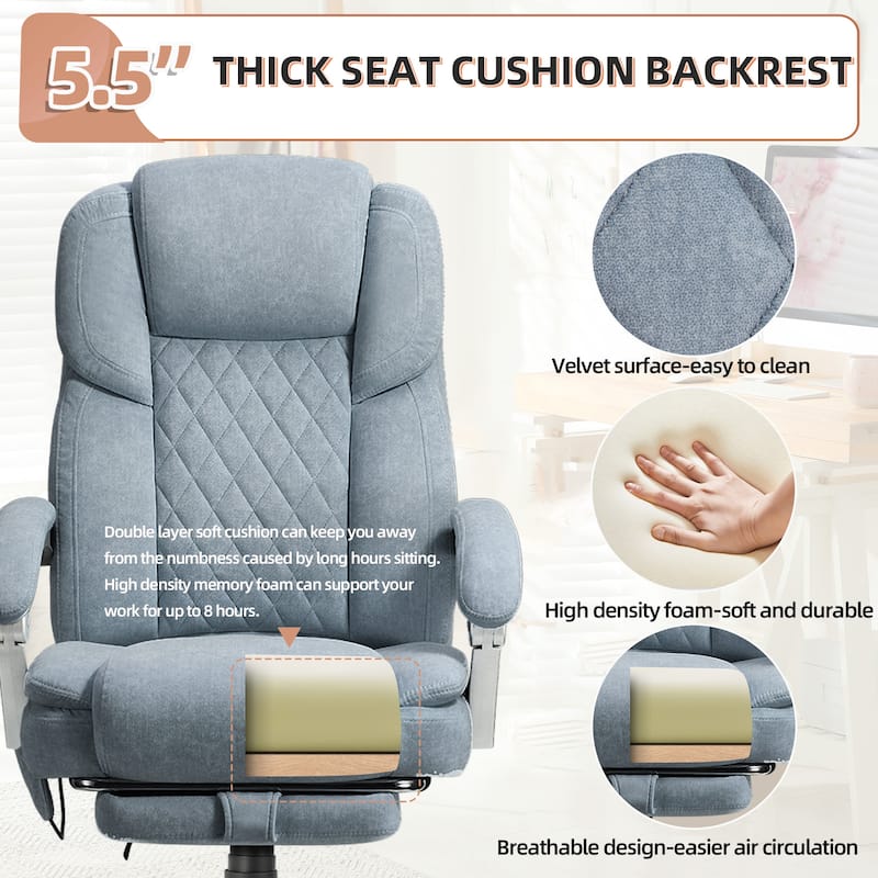 EROMMY Ergonomic Heated Massage Office Chair with Lumbar Support, Reclining Backrest, 2/4/6-Point Massage