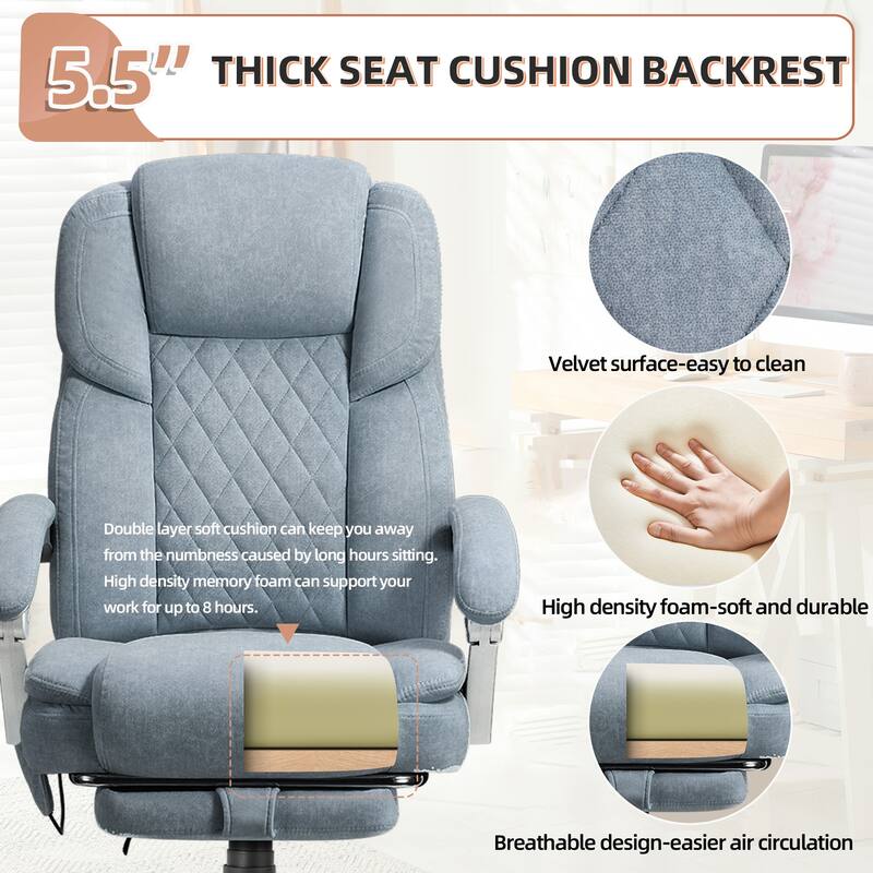 EROMMY Heated Massage Office Chair with Footrest, Ergonomic Reclining Desk Chair with Lumbar Support and Adjustable Height.