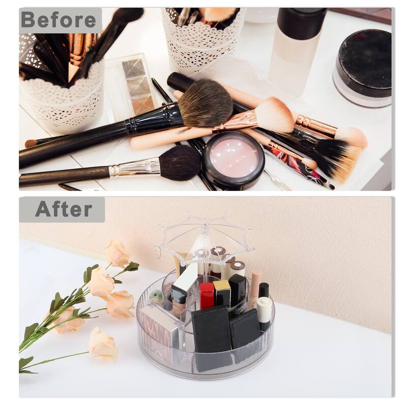 Rotating Makeup Organizer 360° Rotatable Cosmetic Display Case for Lotions Clear