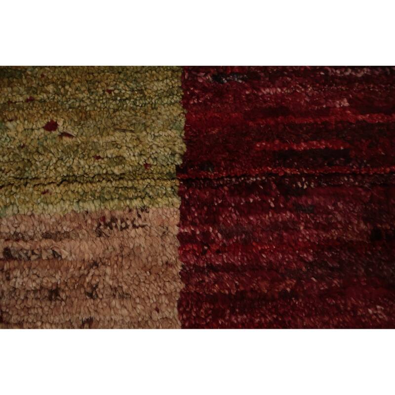 Hand Knotted Oriental 100% Wool Carpet Modern Tribal Red Moroccan Area Rug - 9' 2'' X 6' 6''