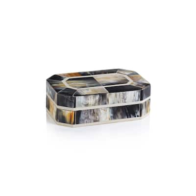 Baldur Black Horn Inlaid Decorative Box with Ivory Trim