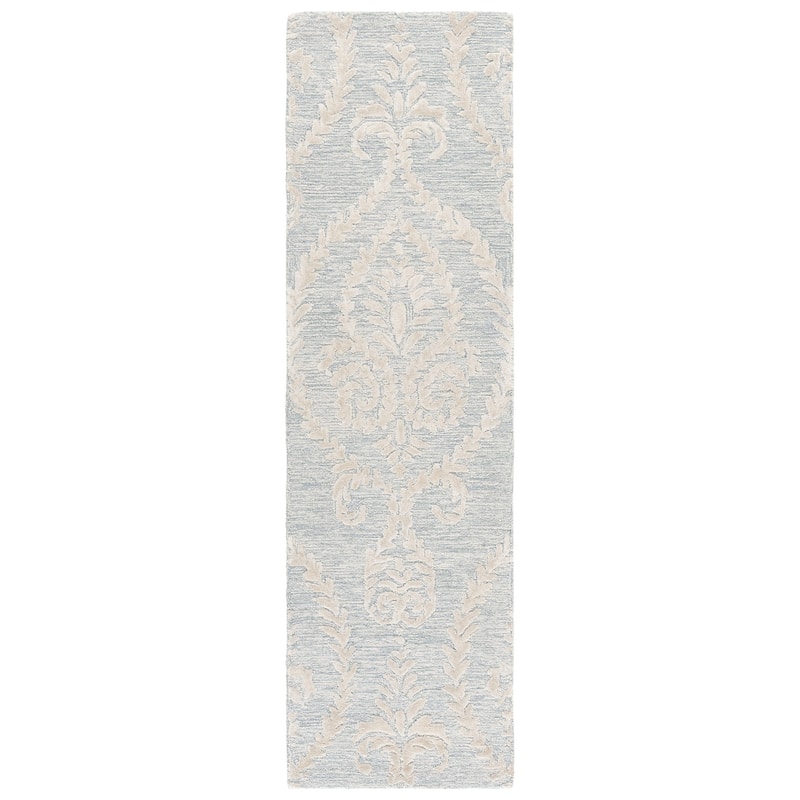 SAFAVIEH Handmade Glamour Bejushe Wool Rug - 2'3" x 8' Runner - Blue/Ivory