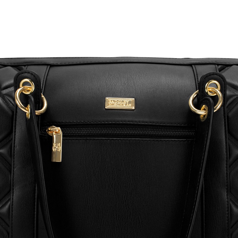Badgley Mischka Quilted Vegan Leather Weekender Tote Bag