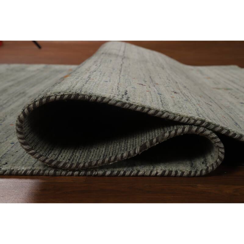 Hand Knotted Oriental 100% Wool Carpet Tribal Animal Pictorial Greys & Charcoal Gabbeh Area Rug - 8' 1'' X 5' 0''