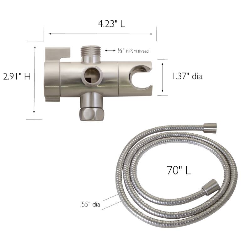 Design House 841536-MB 3-Way Shower Diverter and 70-Inch Hose for Handheld Showerhead