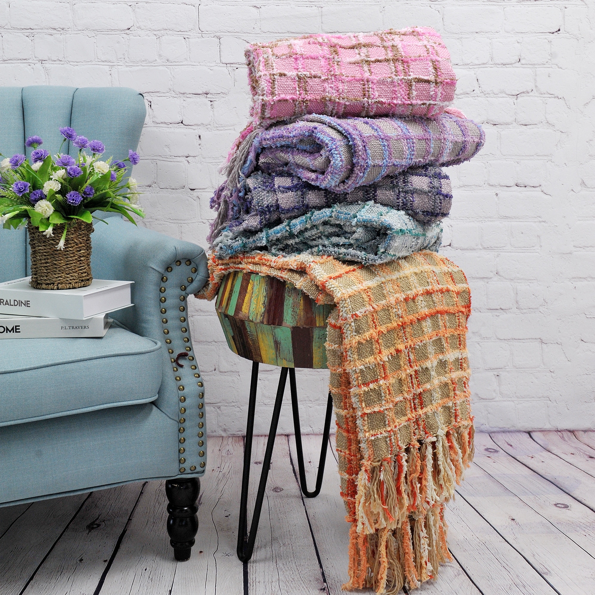 Multicolor cheap throw blanket
