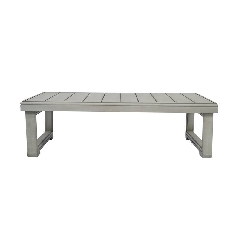 Roomfitters Outdoor Patio Coffee Table with Slatted Wood Design, Weather-Resistant Frame