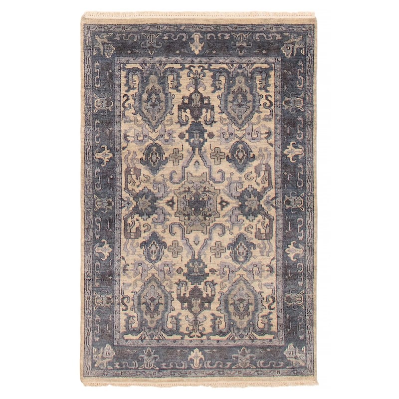 ECARPETGALLERY Hand-knotted Finest Agra Jaipur Light Khaki Wool Rug - 3'8 x 5'9 - Light Khaki - 3'8 x 5'9