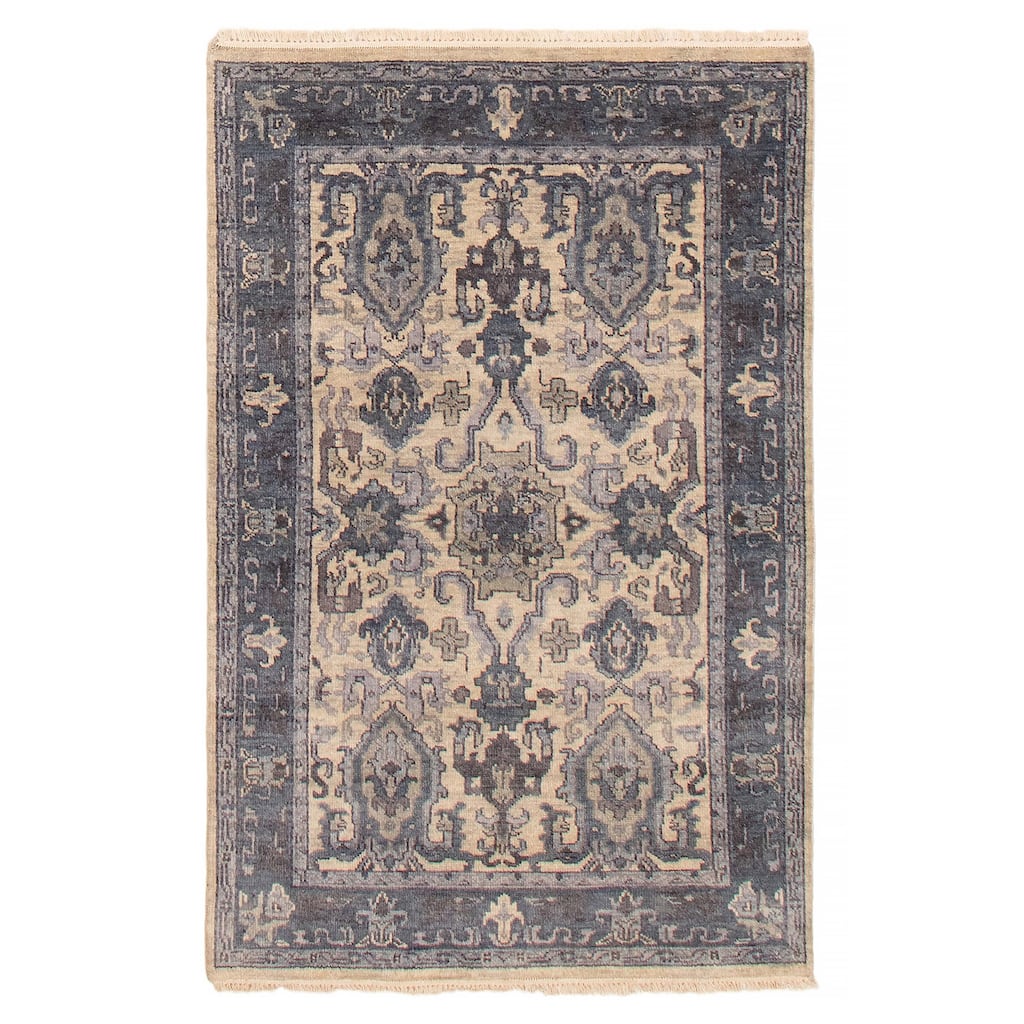 ECARPETGALLERY Hand-knotted Finest Agra Jaipur Light Khaki Wool Rug - 3'8 x 5'9