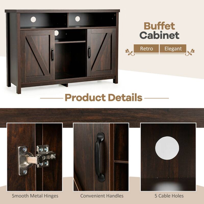 Gymax Buffet Storage Cabinet Farmhouse Sideboard w/9-Bottle Wine Rack