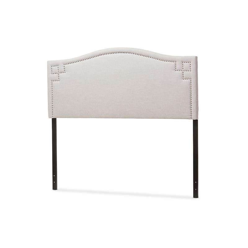 Glamorous Upholstered Fabric Headboard with Nailhead Detailing and Adjustable Height for a Luxurious Bedroom
