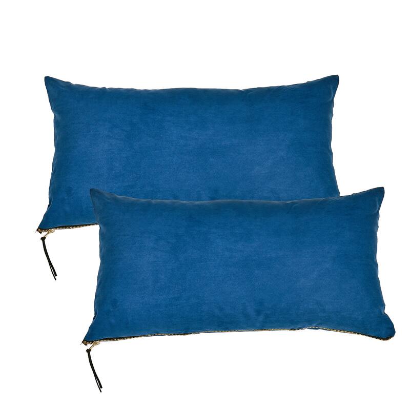 Suede 2 Piece Pillow Shell Set with Big Zipper, NO INSERT - 14" x 26" - Blue Wing Teal