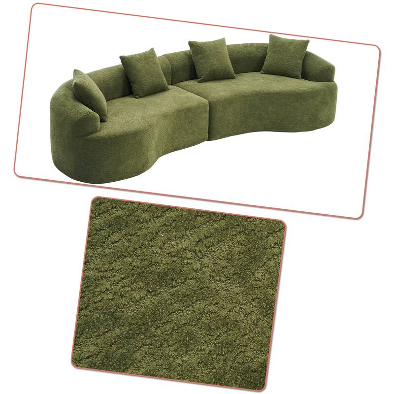 Modern Minimalist 3-Seater Frame-Free Compressed Chenille Upholstered Sectional Sofa
