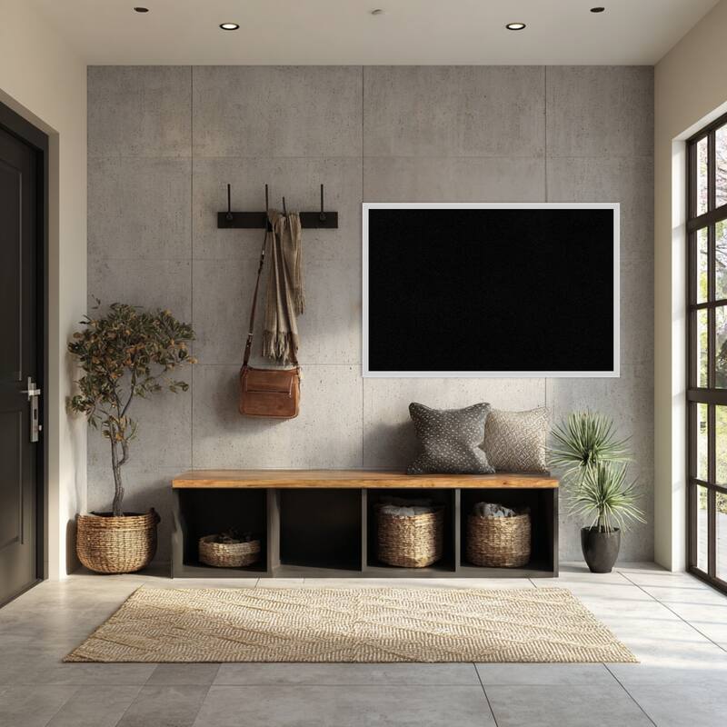 Incline Silver Wood Framed Cork Board - Bulletin Board, Organization Board, Pin Board