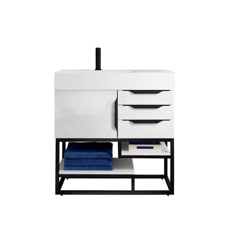 James Martin Vanities 983-V36-MB-GW Columbia 36" Free Standing Single - Glossy White - Painted