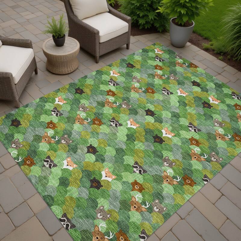 Machine Washable Indoor/ Outdoor Whimsy Critters Chantille Rug