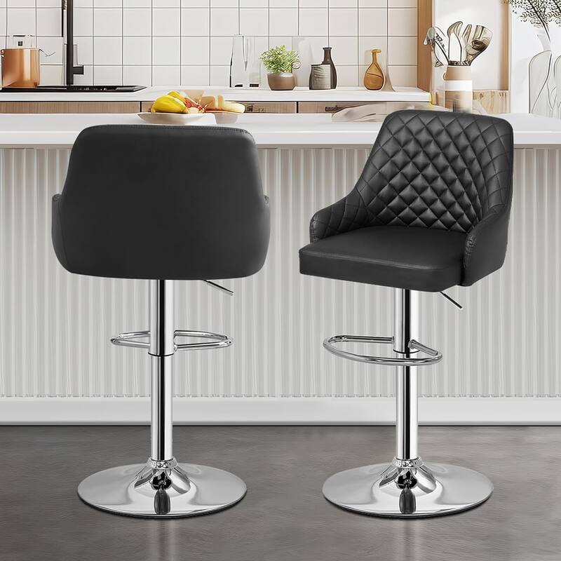 Barstools Set of 4 Counter Height Bar Stools Adjustable Stools with Back and Arm Kitchen Island Stools Swivel Bar Chairs