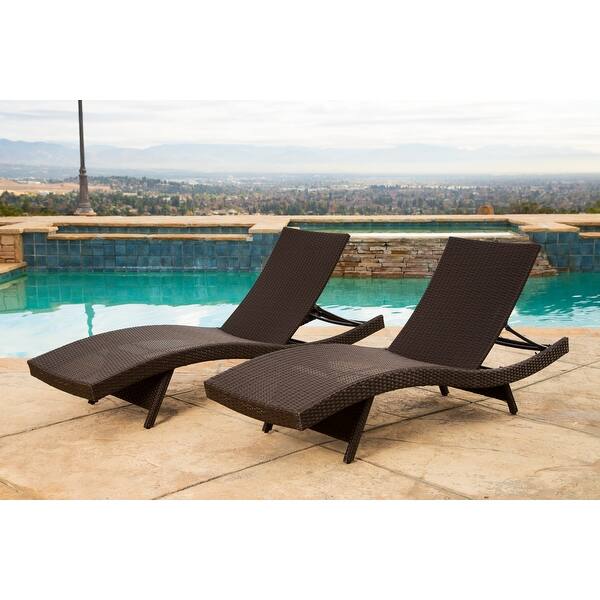 Abbyson Outdoor Palermo Adjustable Wicker Chaise Lounge, Dark Brown