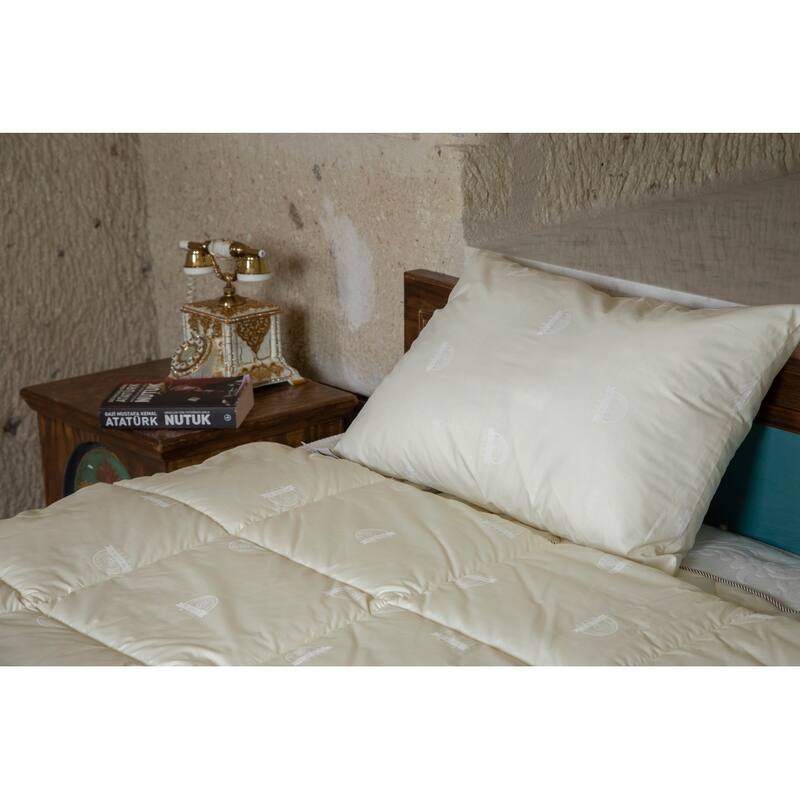 Danny Wool Filled Cool Sleeping Pillow with 100% Cotton Cover Protector,Size 20"x26"
