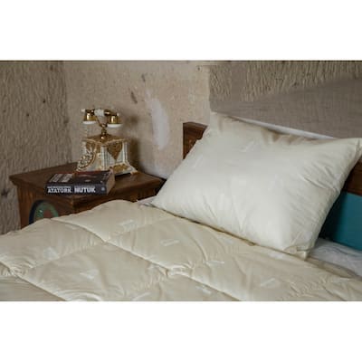 Danny Wool Filled Cool Sleeping Pillow with 100% Cotton Cover Protector,Size 20"x26"