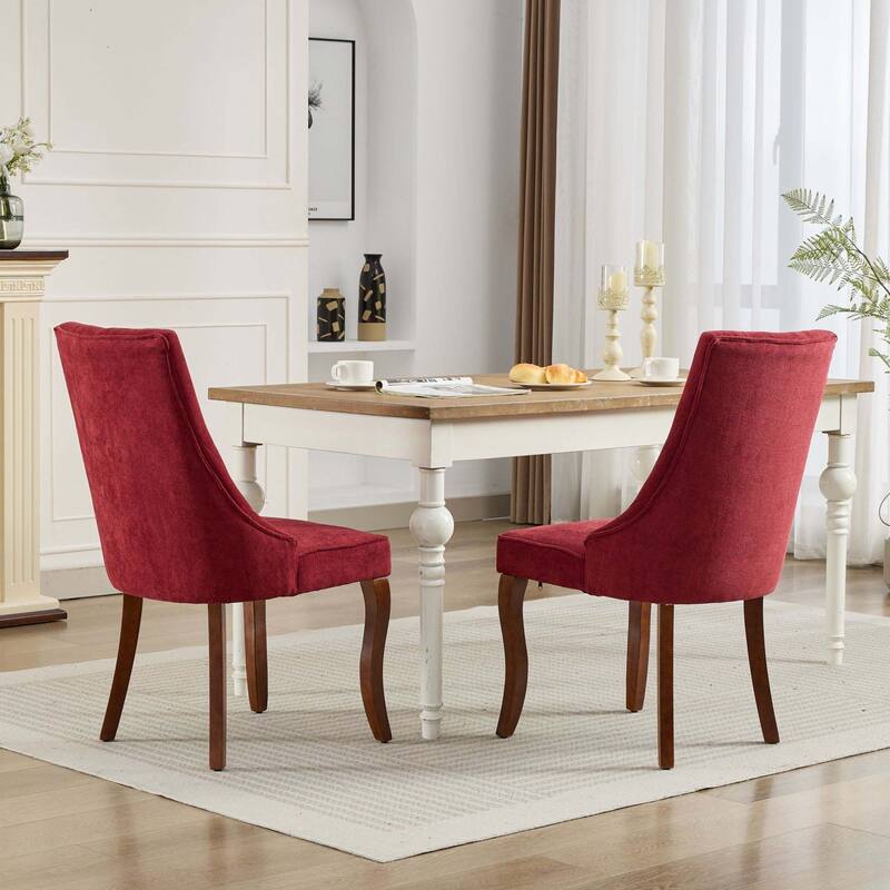 Linen Dining Chairs Channel Kitchen Dinner Chair,Set of 2