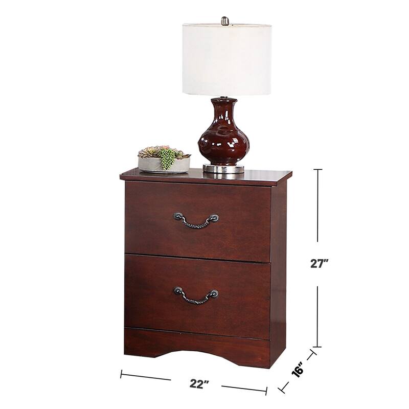 2 Drawer Nightstand with Metal Hardware