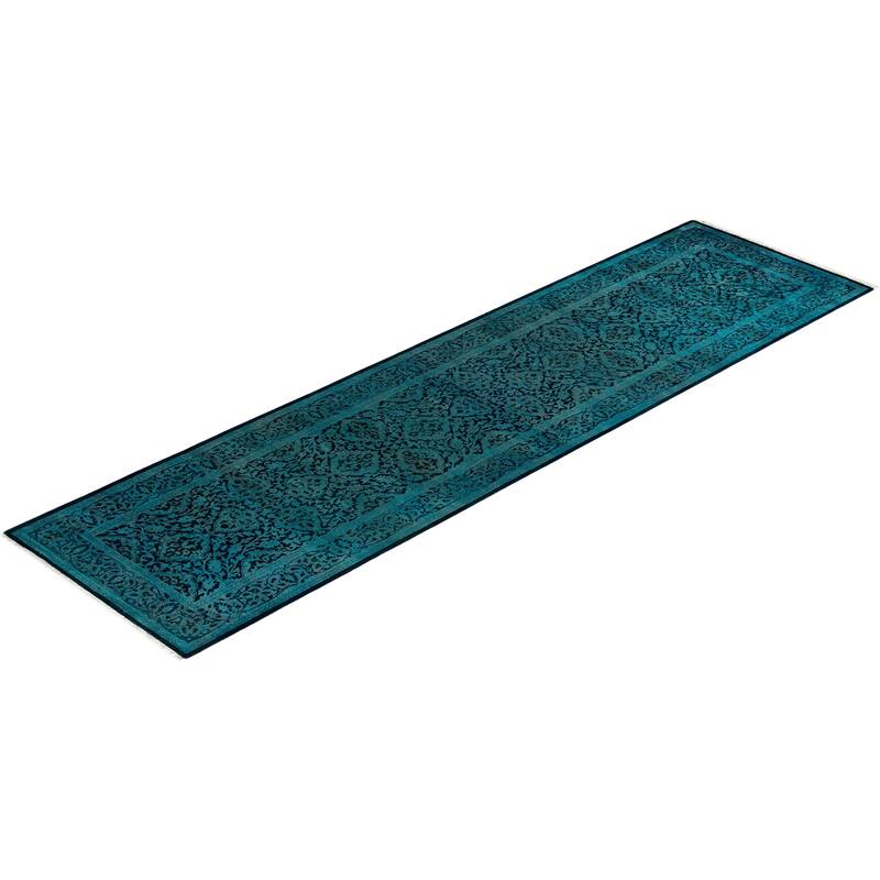 Contemporary Overdyed Wool Hand Knotted Runner - 2' 8" x 9' 10"