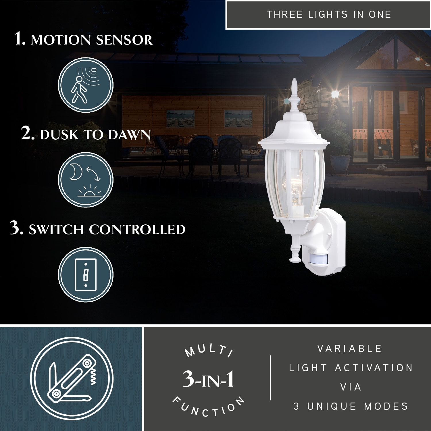 White outdoor wall light with motion sensor cheap