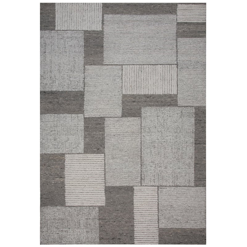 Alora Decor Maude Hand-Tufted Color-Block Grey/Ivory Area Rug