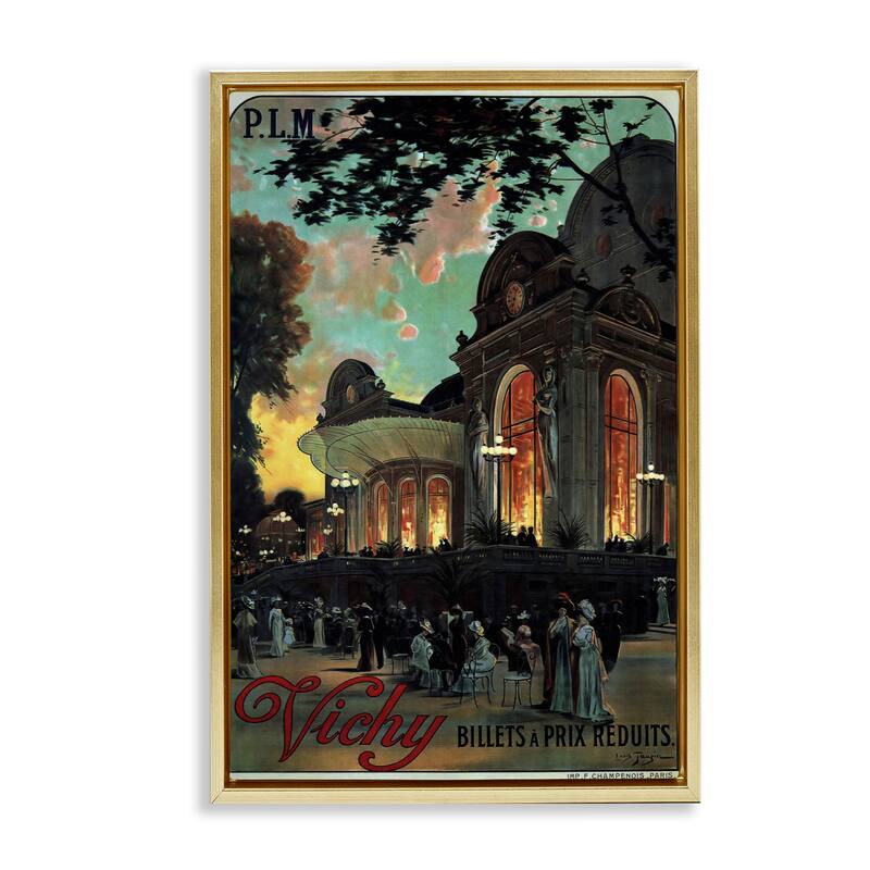 Stupell Vichy Cultural Antique Poster Framed Floater Canvas Wall Art Design By Marcus Jules - 17 x 25 - Gold