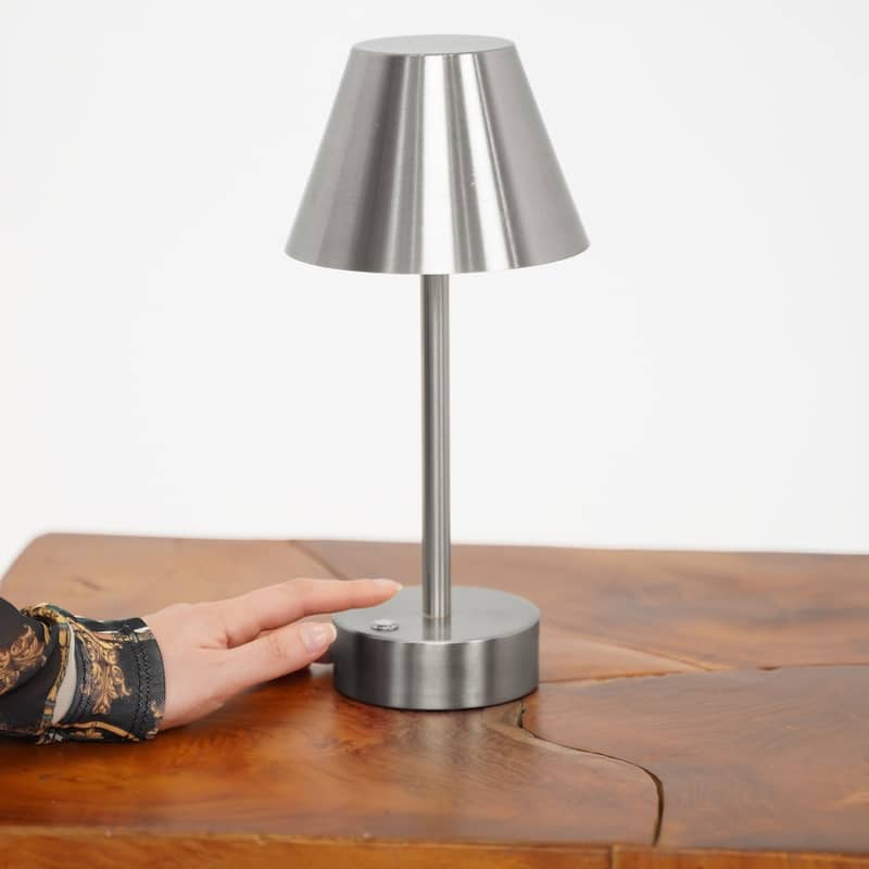 Aurora Rechargeable Brushed Nickel LED Table Lamp - Plated Brass