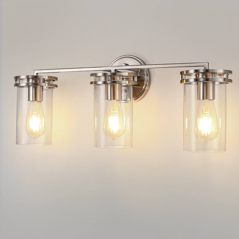 YANSUN 3-Light Industrial Nickel Vanity Light E26 Modern Bathroom Fixture