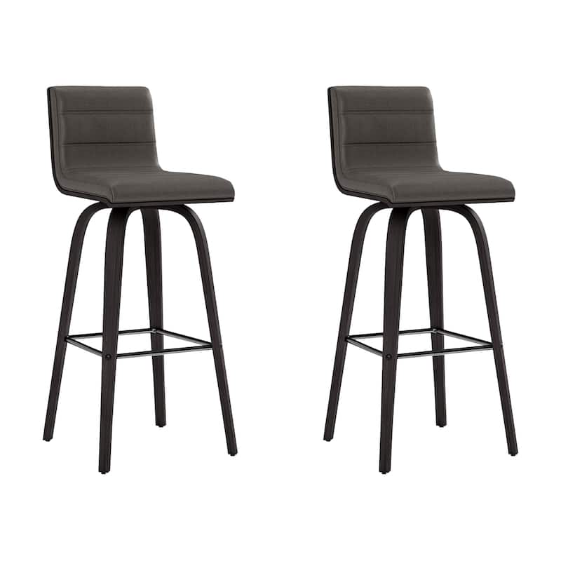 Skara Swivel Bar Stool, Upholstered Bar Height Chair with Bentwood Frame