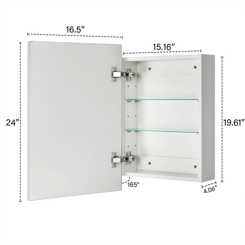 TEHOME Velin Recessed and Surface Mount Bathroom Medicine Cabinet with Mirror Square Cornered Metal Framed Rounded Rectangle