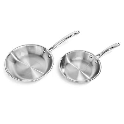 BergHOFF Professional 2pc Tri-Ply 18/10 Stainless Steel Cookware Set, 8" & 10" Fry Pan