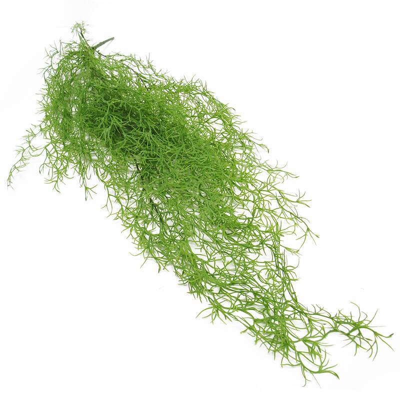 Set of 2 Light Green Artificial Spanish Moss Hanging Air Plant Greenery Foliage Bush 34in - 34" L x 9" W x 3" DP